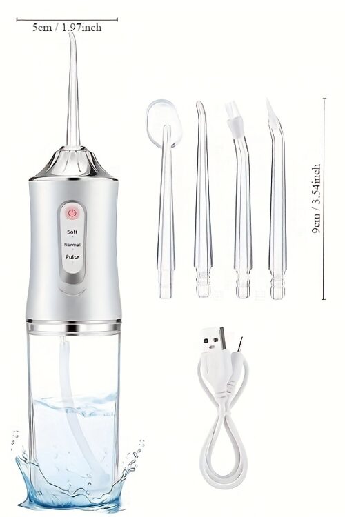 Rechargeable Electric 3-mode Cordless Oral Irrigator - Portable Travel Style Dental Irrigator, 4-functional Nozzle Household Electric Pulse Dental Cleaner - Valentine's Day Gift