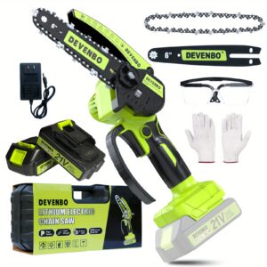 6-inch Cordless Mini Chainsaw, Handheld Electric Power Chain Saw for Tree Trimming Wood Cutting