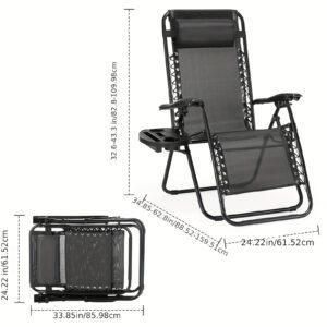 Set Of 2 Portable Recliner Chair Indoor, Beach Camping Patio Chair, Outdoor Folding Lounge Chair Indoor With Cup Holder Trays And Adjustable Pillow For Sleeping, Zero Gravity Chairs For Home Office, Rest, Poolside, Garden, Backyard, Lawn