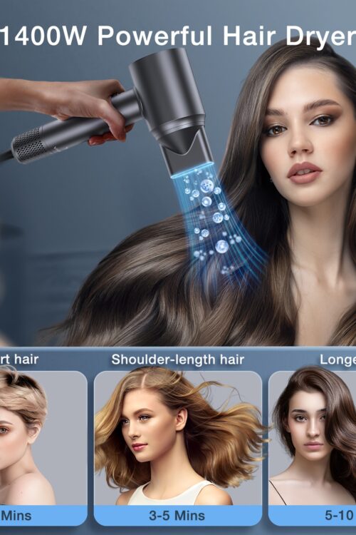 150,000 RPM Professional High-Speed Negative Ion Hair Dryer - Advanced Bathing Accessories for Fast Hair Drying - 3 Speeds, 5 Temperatures, HD Display, Low Noise, and Travel-Friendly for Home, Salon, and On-The-Go Use