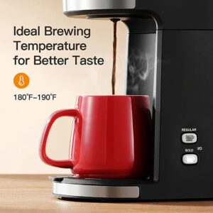 Sboly Modern Stainless Steel Single Serve Coffee Machine 1500W, Semi-Automatic One-Touch Brewing for Hot & Iced Coffee, Built-in Grinder, Reusable Filter, Compact 5.6"D x 8.2"W x 12"H, 110V-130V American Plug, Portable for Home, Office, Camping & Travel, Coffee Grinder And Maker, Sleek Matte Finish, Ergonomic Button Layout