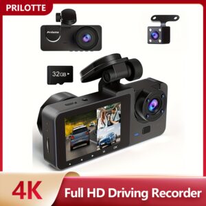 4K UHD Dash Camera for Cars with Free 32GB SD Card - Enhanced Night Vision, WDR, G-Sensor, and Motion Detection for 24 Hour Parking Surveillance