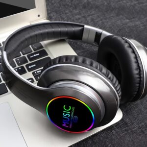 Upgraded Wireless Headphones with Deep Bass - Lightweight Foldable Design, Built-in Mic, 3.5mm Audio Cable Compatible, Stereo Sound for Travel, Work, Laptop, PC, Cellphone, Gaming Headset - Perfect Christmas Gift