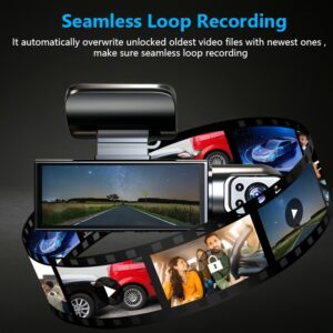 3.16inch Dual-Lens Dash Camera - On-Dash Cameras with 1080P HD Night Vision, G-Sensor, Wide Angle, Loop Recording, and Random Blue Photodiode Position