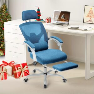 Ergonomic High-Back Mesh Office Chair - Comfortable Lumbar Support, Rolling, Swivel, Comfy Arms, Breathable Mesh Fabric, Adjustable Height, Durable Wheels, Suitable for Home, Bedroom, Study, and Office Use