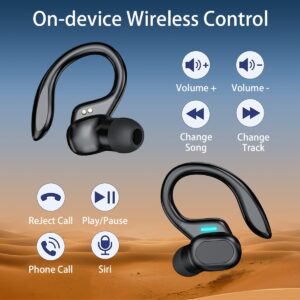5.3 Hi-Fi Stereo Wireless Earbuds with ENC Noise-Cancelling Mic - Secure Fit Sports Headset with LED Charging Case for Running & Gym