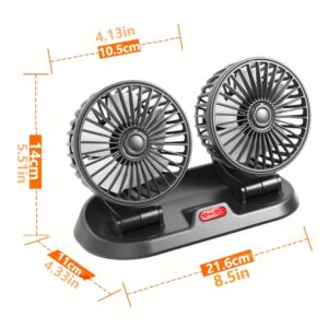 Dual-Head Rotatable 2-Speed Car Cooling Fan - Air Dryers, Blowers & Blades - Universal 5V/USB Car Fan with Parking Numbers, Adjustable Car Cooling System for Summer, Compact and Portable Design