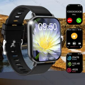 2.01" HD Full-Touch Smartwatch for Men & Women - Sports Tracker with Call/Answer, Step Counter, Calories, Multiple Modes, Alerts & Sitting Reminder