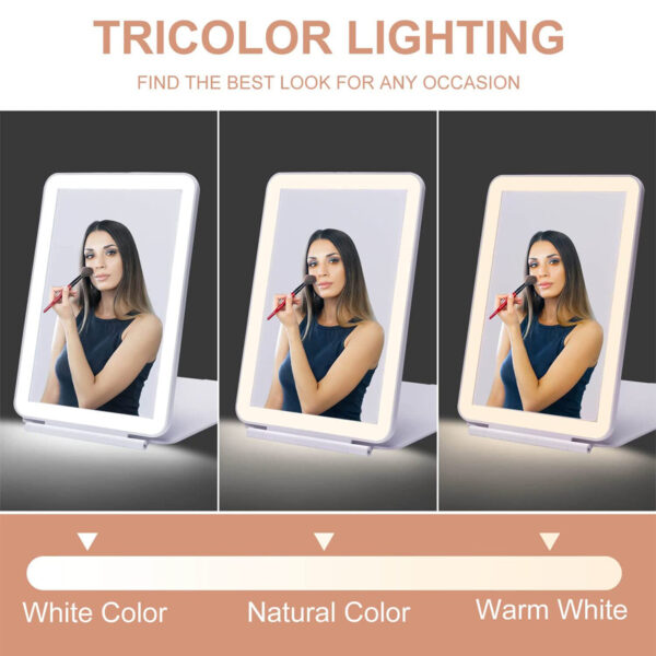 Folding-Travel-Mirror-with-80-LEDs-Ultra-Thin-Makeup-Mirror-Dimmable-Touch-Screen-USB-Rechargeable-Portable-3