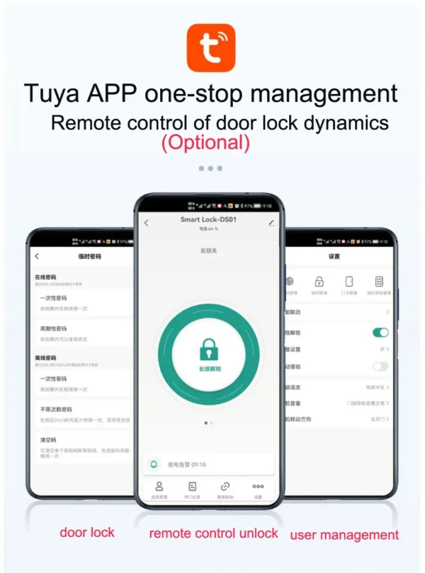 Suitable-for-Tuya-APP-Intelligent-Digital-Lock-Keyless-Entry-Front-Door-Lock-Bluetooth-Remote-Control-Fingerprint-5