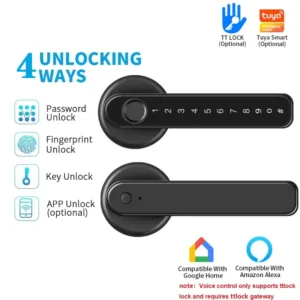 Tuya Smart Life APP Remote Control Intelligent Digital Password Lock Indoor Metal Door Fingerprint Biometric Intelligent Lock