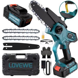 Mini Chainsaw Cordless, 6 Inch Handheld Electric Chain Saw With 3.0Ah Battery, 23FT/S Speed-Automatic Chain Tensioning & Auto Oiler For Tree Branches, Courtyard, Household, Garden, Ideal Gift For Men, Husband, Dadperfect For Halloween & Christmas.