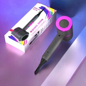 4pcs Set Professional Ionic Hair Dryer 1400W Fast Drying AC Motor, Low Noise, Hot Cold Air with 2 Nozzles 1 Diffuser for Salon-Quality Styling At Home Or Travel