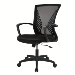 Adjustable Mid Back Mesh Chair with Lumbar Support and Armrest for Home Office PC Desk Task Computer Ergonomic Comfort