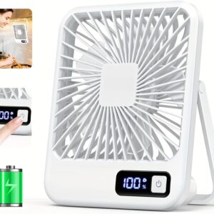 1800mAh Rechargeable YITUMU Mini Desktop Fan, 5 Gears Portable Cooling Fan, Powerful Wind, Quiet Operation, Square Shape, USB Charging, Suitable For Home, Office, Car And Outdoor Travel