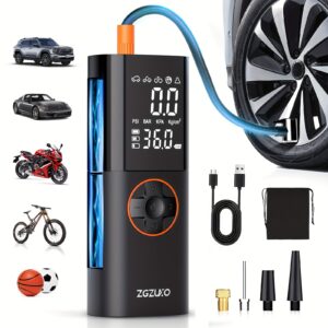 7800mAh 2X Speed Portable Tire Inflator – Dual Power Air Compressor 12V DC/150PSI with Bright LCD – Versatile for Cars, Motorcycles, Bikes & Sports Equipment