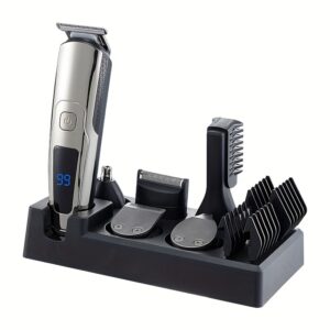 6-in-1 Electric Razor All-in-One Beauty Kit, USB Charging with LCD Monitor Hair Clipper Trimmer Set, Beard Body Nose Ears Face Cutting Razor for Gifts For Men, Father's Day